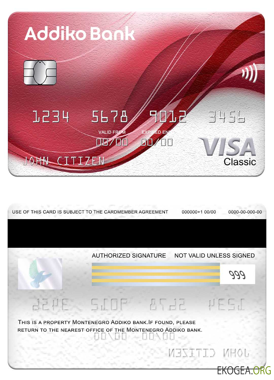 Carte visa classique Monténégro Addiko Bank